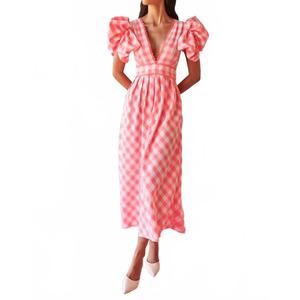 NEW CELIA B curazao vichy midi dress in pink